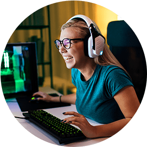 1 person is play a video game and wearing white headphones