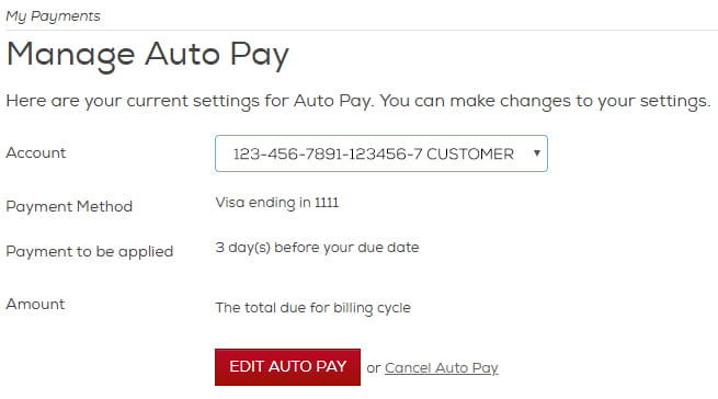 Click Cancel Auto Pay next to the red Edit Auto Pay button.