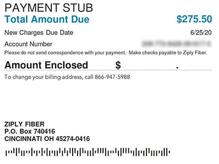 payment stub showing mailing address