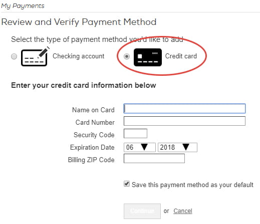 Add a credit or debit card as your payment method