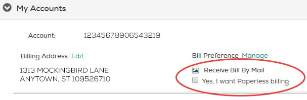 Click "Manage" to change your bill preference setting