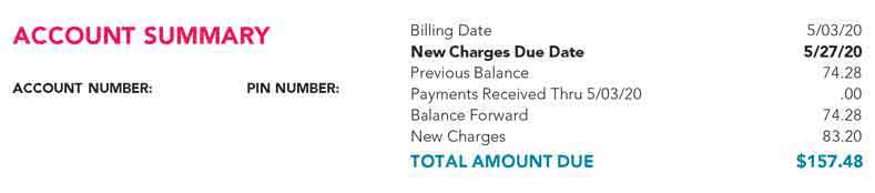 Account Summary section of a Ziply Fiber home bill