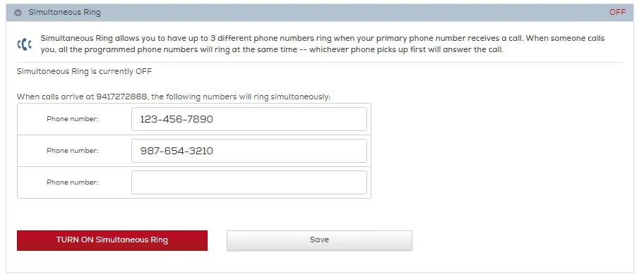 Simultaneous Ring feature for Digital Phone customers