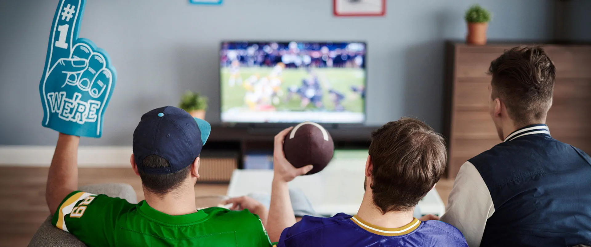 Football fans stream the big game over fast fiber internet. 