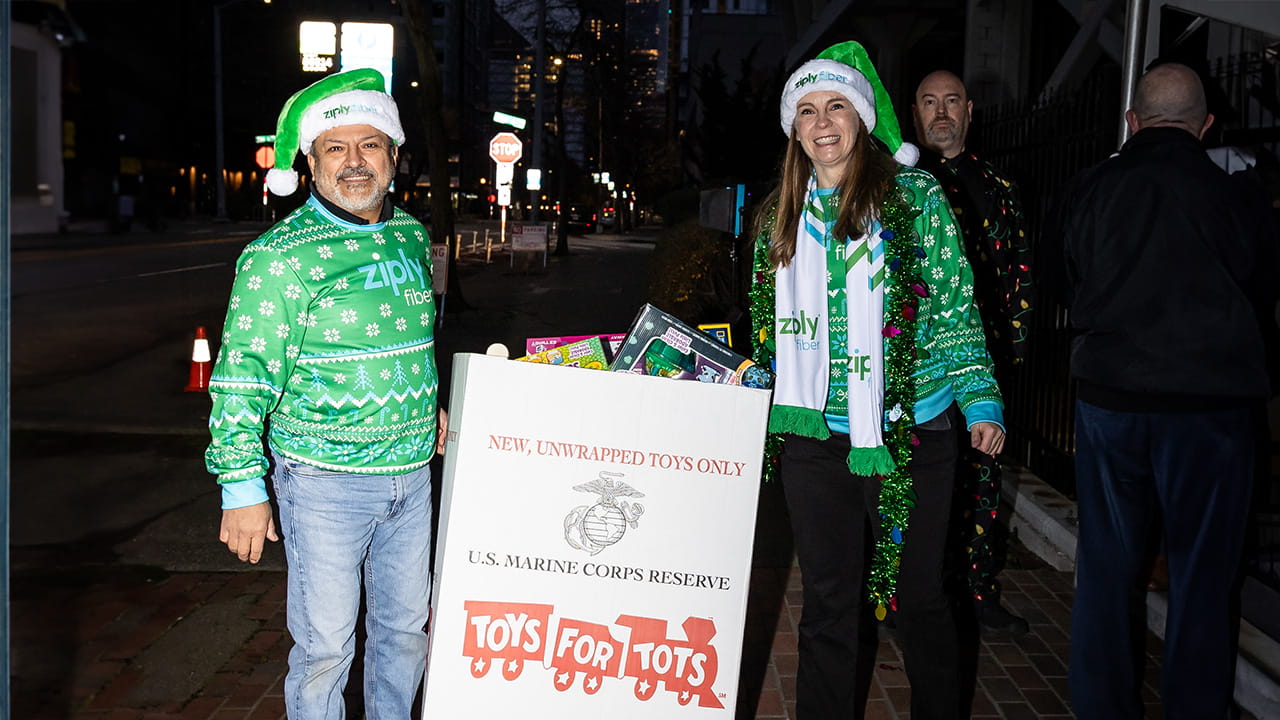 Ziply Fiber delivers large boxes of toys