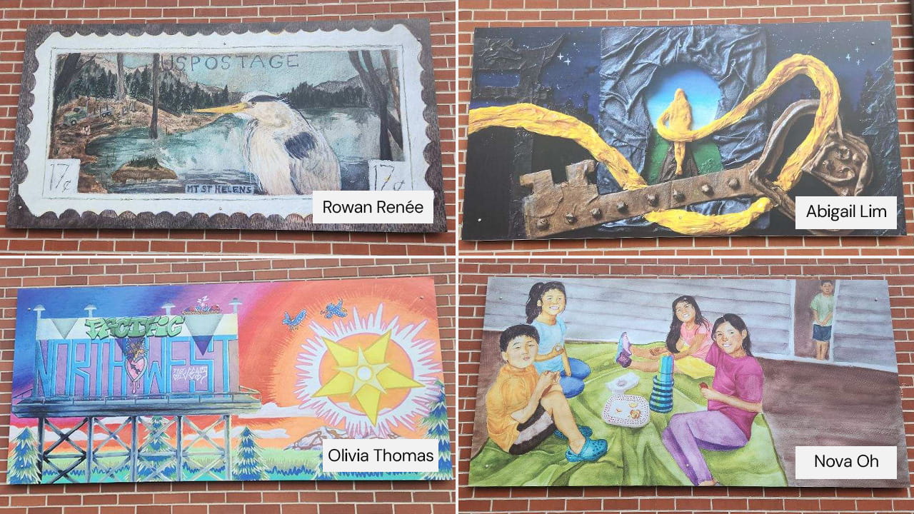 4 images of murals