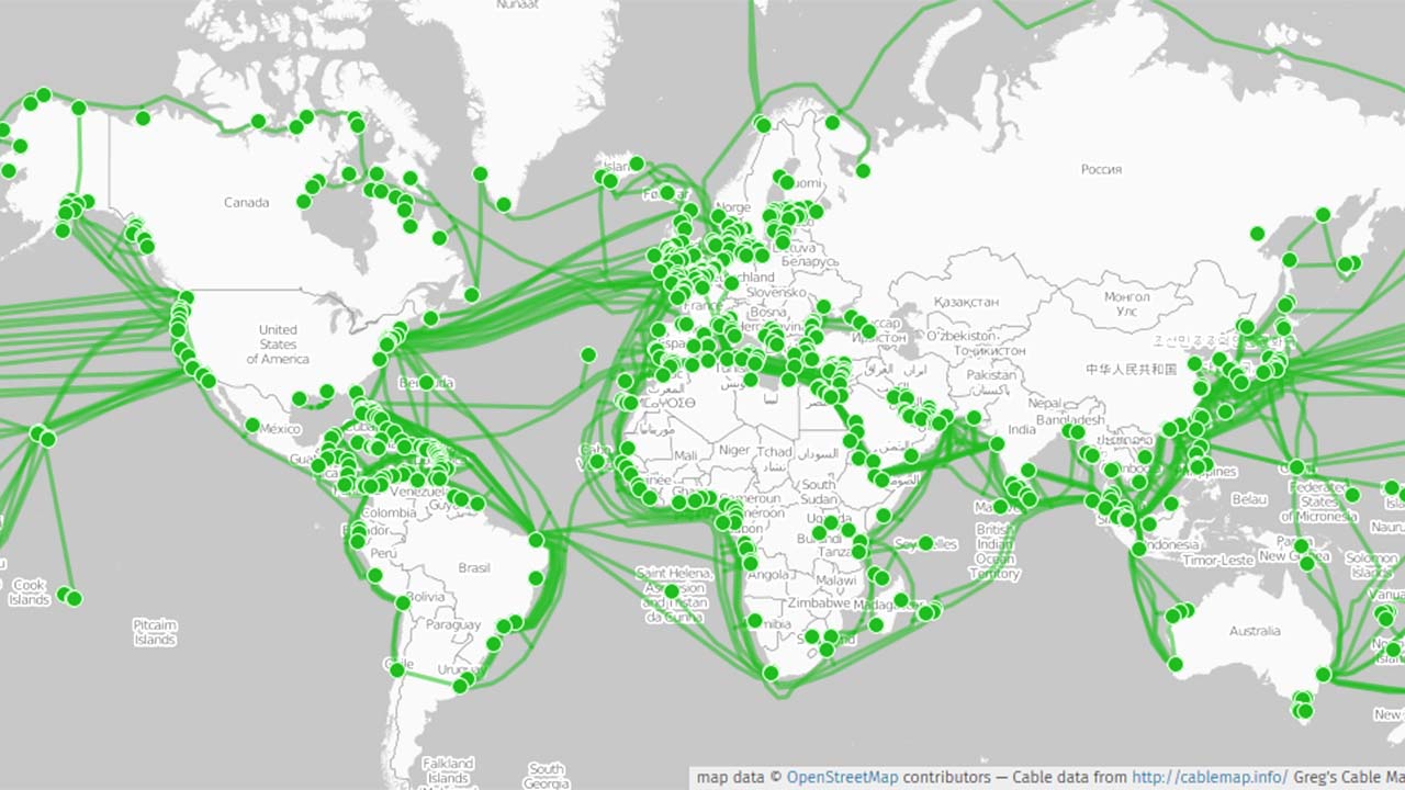 Map of fiber-optic expansion across the ocean