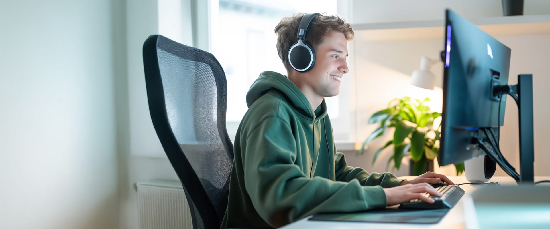 Gamer enjoys the thrill of winning with a low-latency, fiber-optic connection