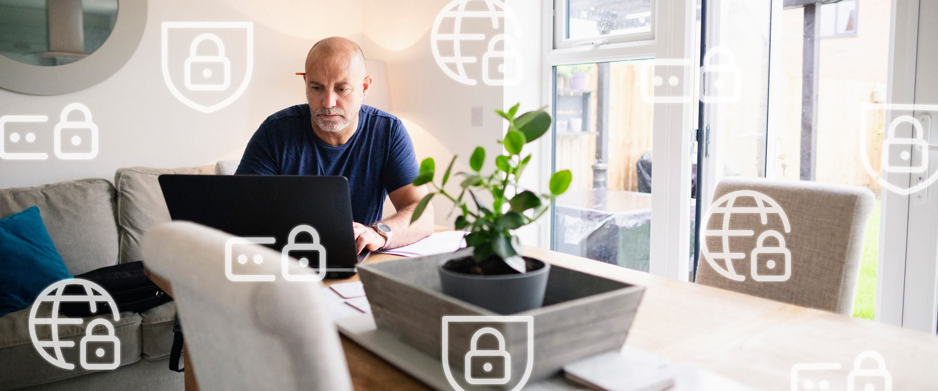 Remote worker manages a home office network, prioritizing network security. 