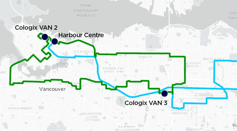 Map of Ziply Fiber's Canada data centers