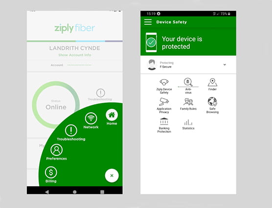 myZiply app UI screenshots 