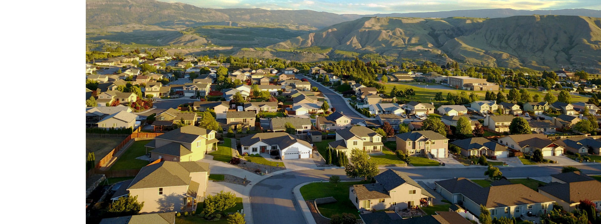 Aerial view of a rural community partnering with Ziply Fiber