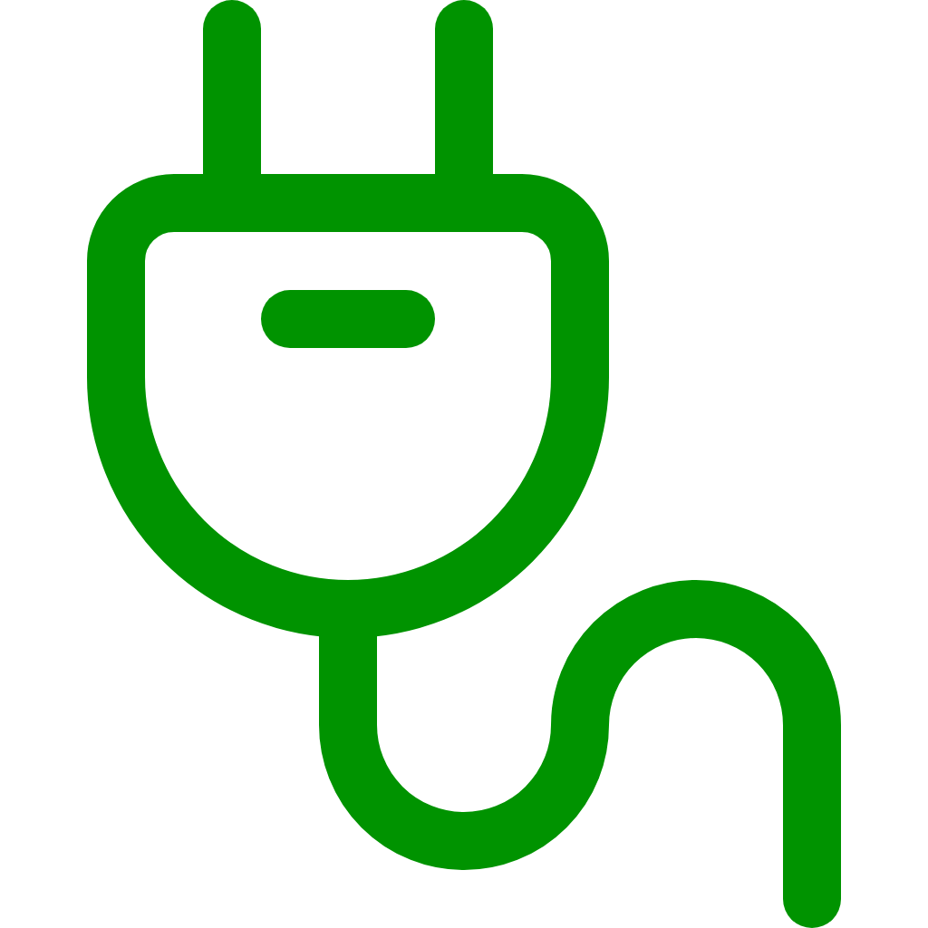 green icon of charging cord