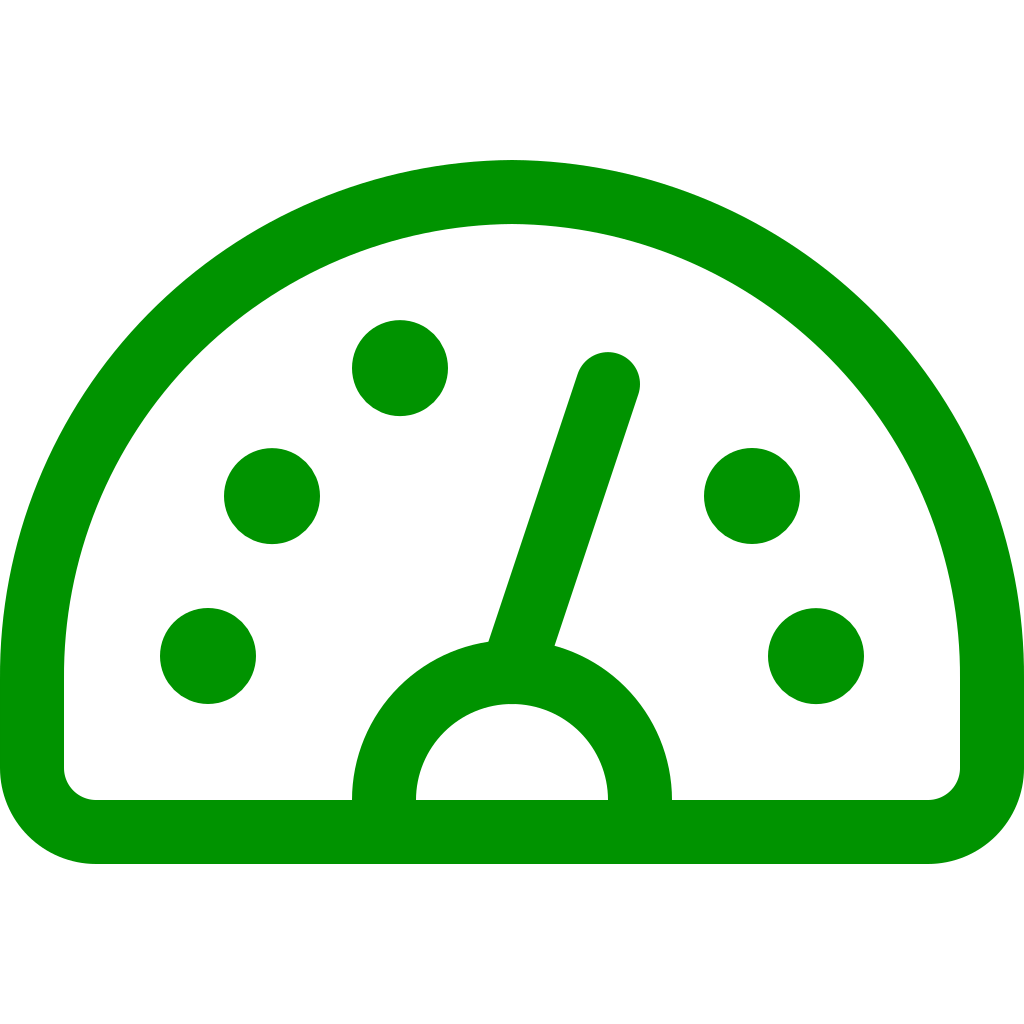 Green speedometer gauge