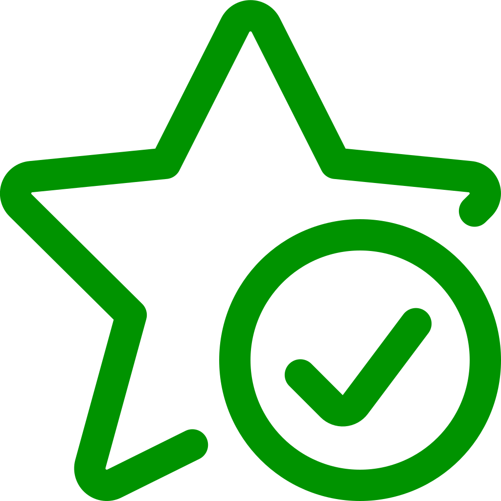 Green icon of star and checkmark