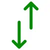 Green icon of arrow pointing up next to arrow pointing down 