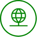 Circle icon with globe graphic 