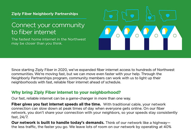 Image of one-pager flyer of the Neighborly Partnerships program