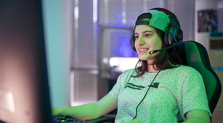 Gamer levels up with 10 gig fiber internet. 