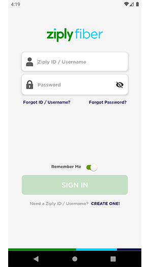 MyZiply App sign-in screen
