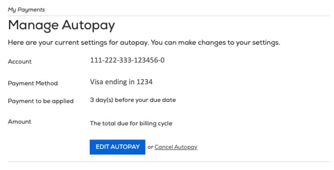 Manage your autopay settings