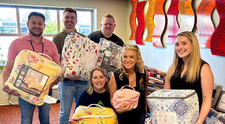 comforter donation at the YWCA