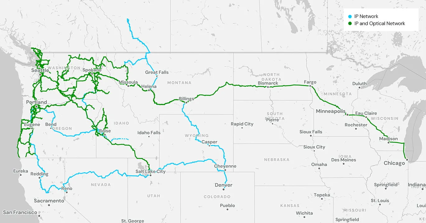 Ziply Fiber's high-capacity Northern link route